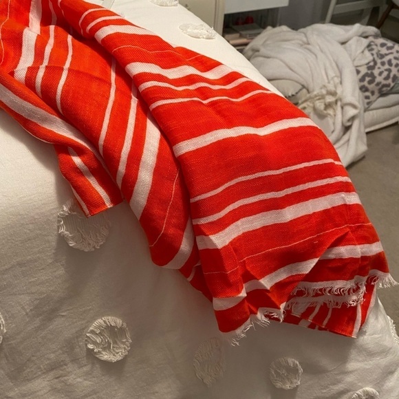 CORAL & White Striped Scarf GAP - Picture 4 of 10